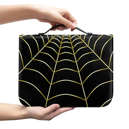 Yellow Cobweb Print Leather Bible Cover