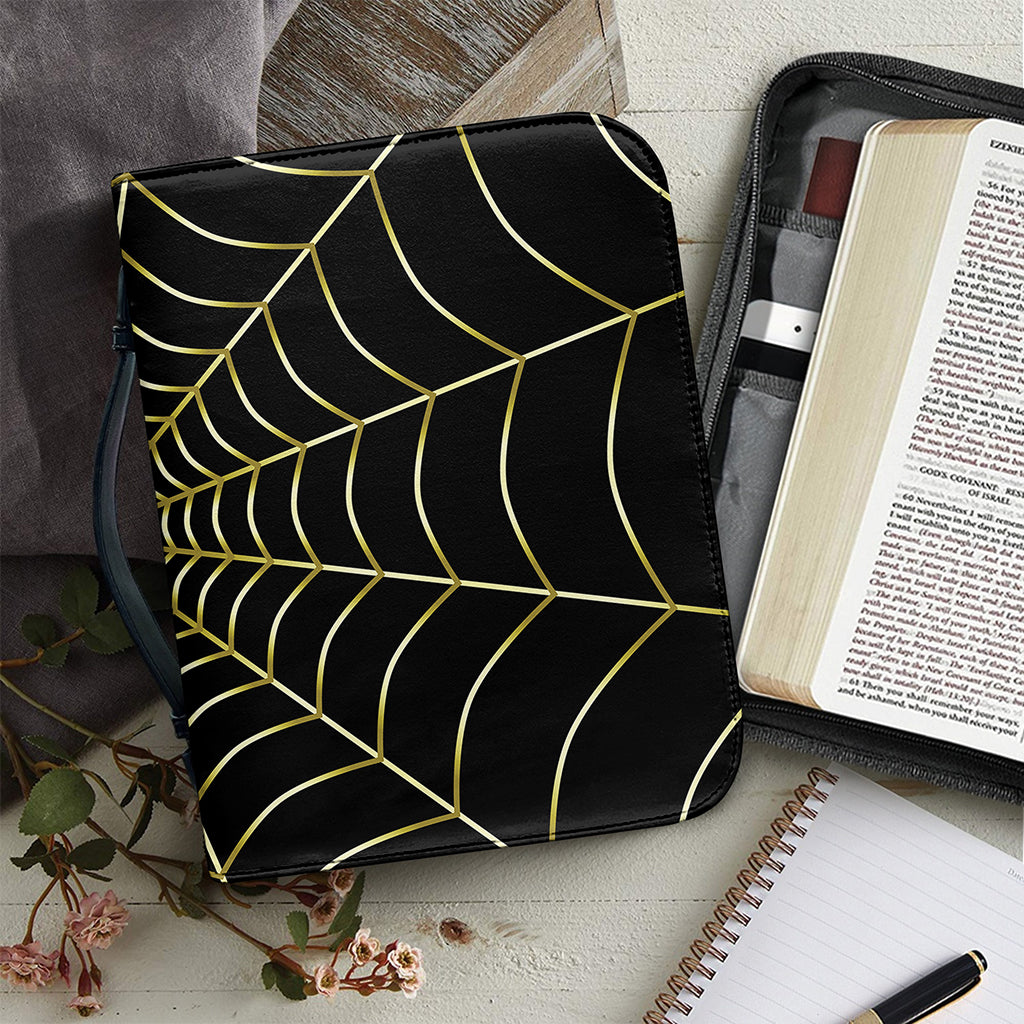 Yellow Cobweb Print Leather Bible Cover