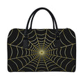 Yellow Cobweb Print Leather Duffel Bag