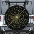 Yellow Cobweb Print Leather Spare Tire Cover