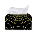 Yellow Cobweb Print Leather Tissue Box Cover