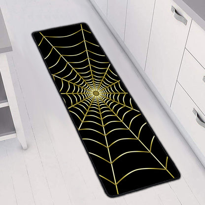 Yellow Cobweb Print Long Kitchen Mat