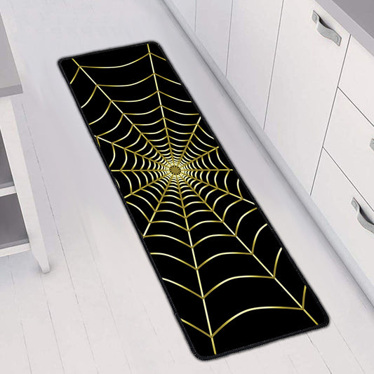 Yellow Cobweb Print Long Kitchen Mat