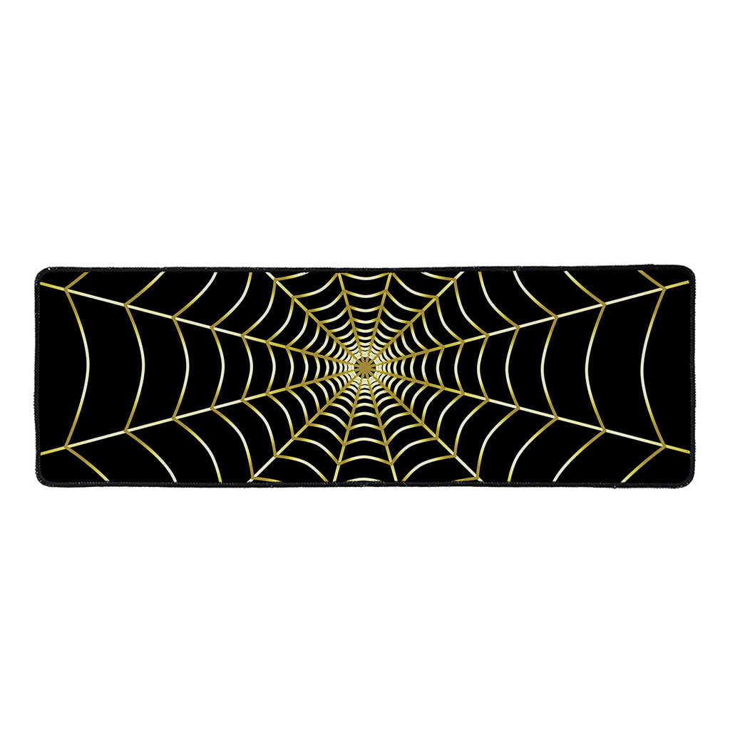 Yellow Cobweb Print Long Kitchen Mat