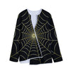 Yellow Cobweb Print Long Sleeve Short Coat