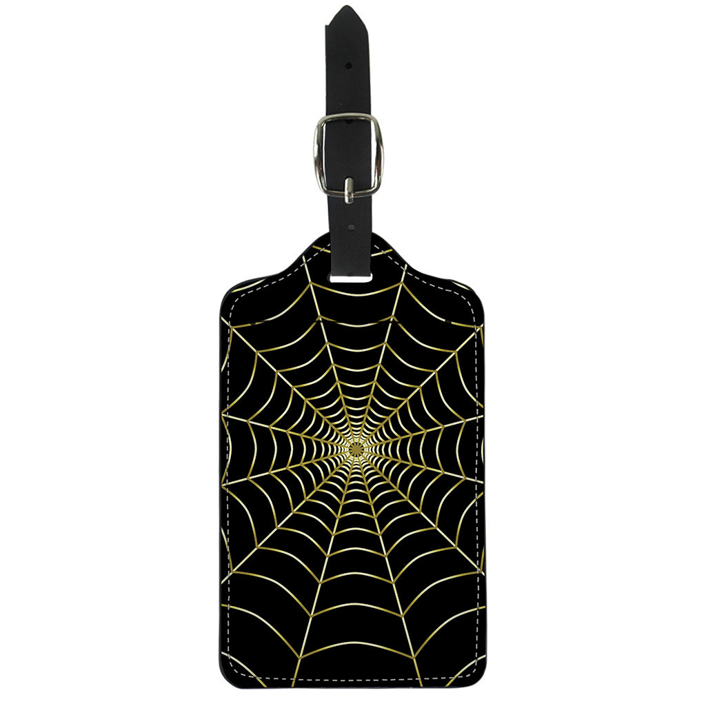 Yellow Cobweb Print Luggage Tag
