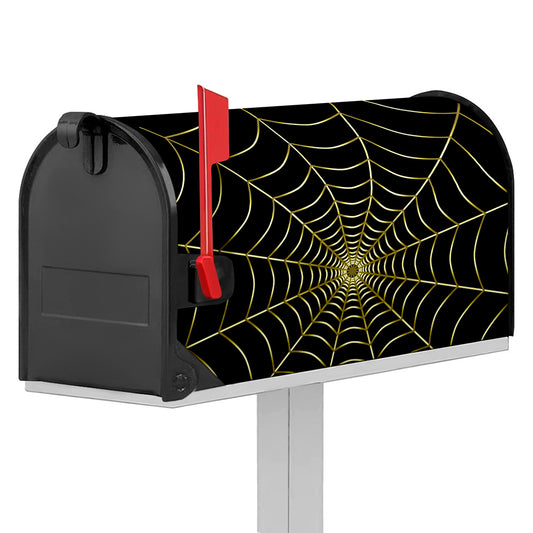 Yellow Cobweb Print Mailbox Cover