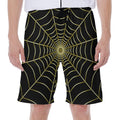 Yellow Cobweb Print Men's Beach Shorts