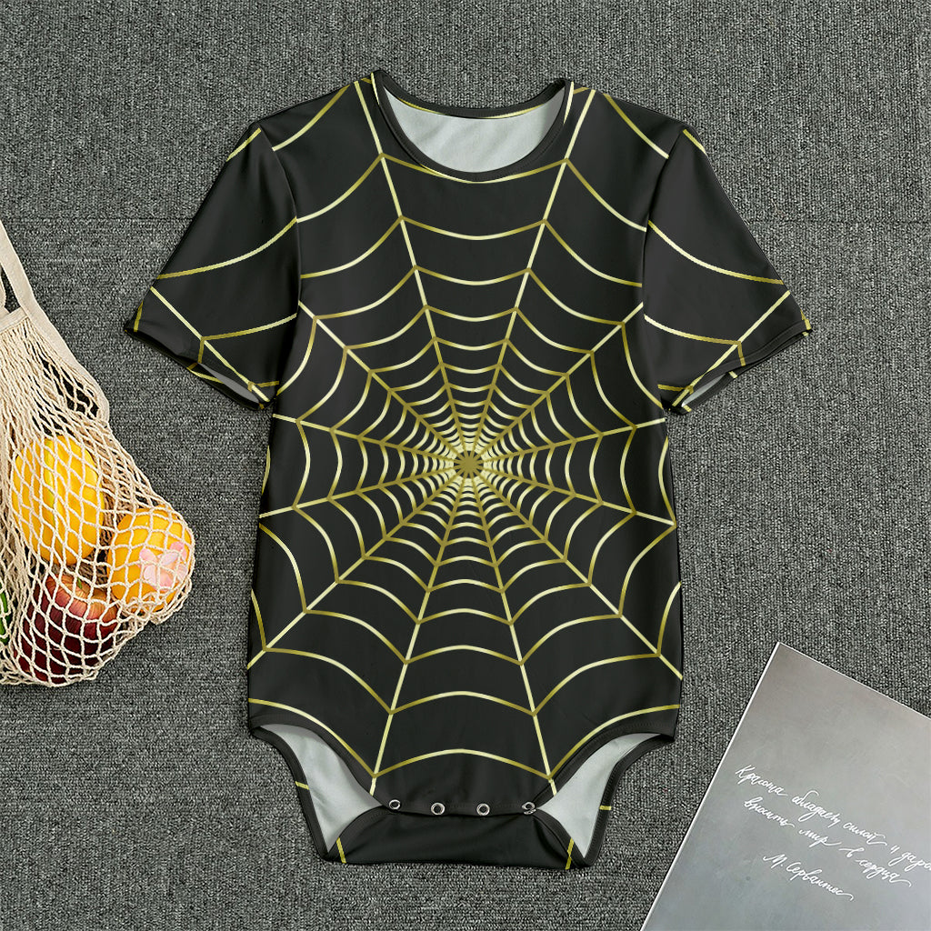 Yellow Cobweb Print Men's Bodysuit