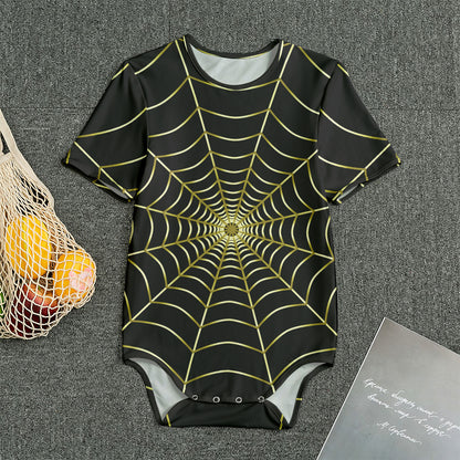 Yellow Cobweb Print Men's Bodysuit