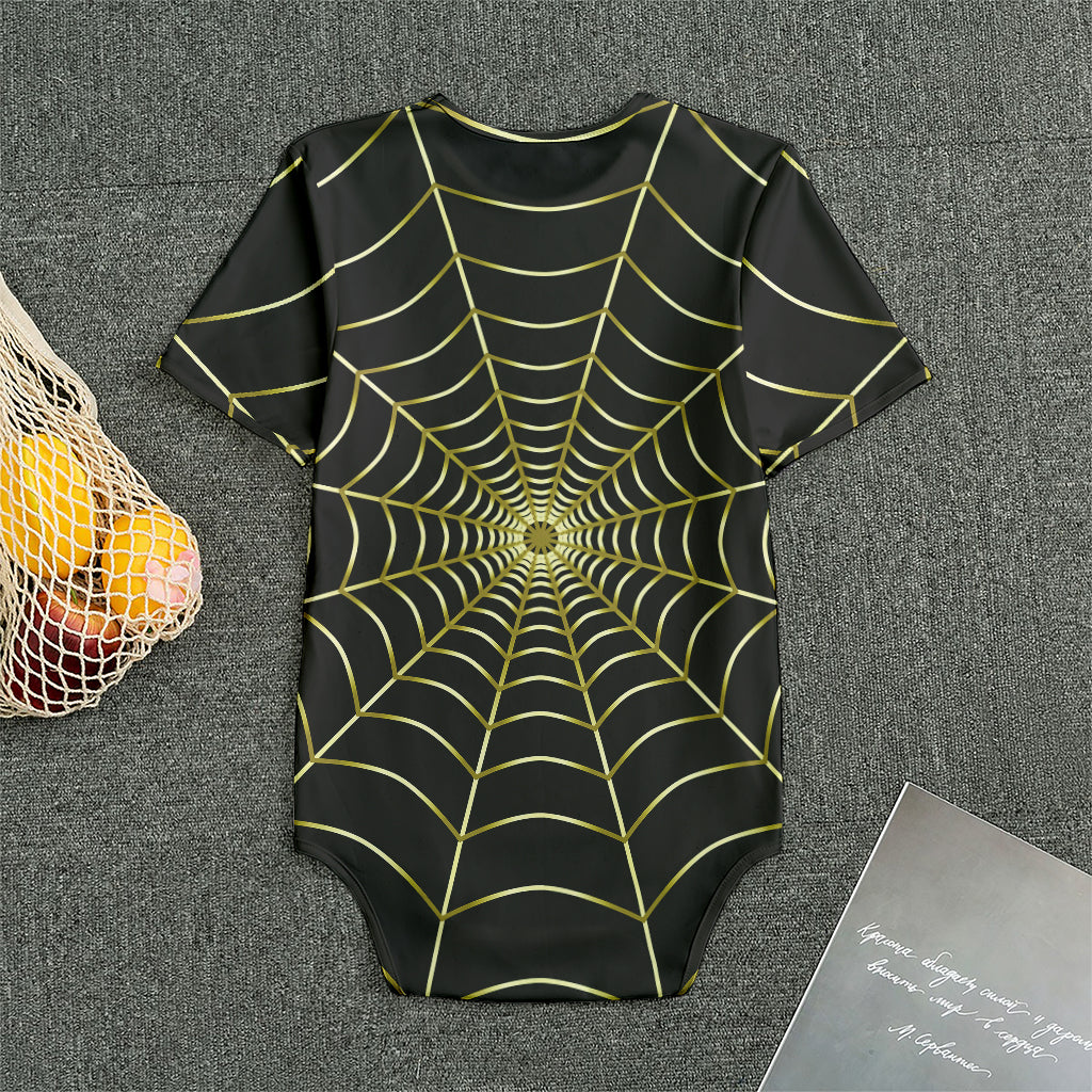 Yellow Cobweb Print Men's Bodysuit