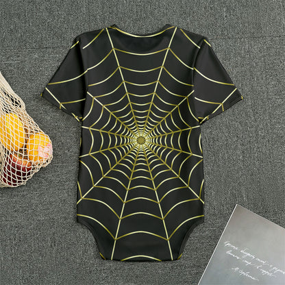 Yellow Cobweb Print Men's Bodysuit
