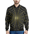 Yellow Cobweb Print Men's Bomber Jacket