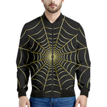 Yellow Cobweb Print Men's Bomber Jacket