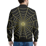 Yellow Cobweb Print Men's Bomber Jacket