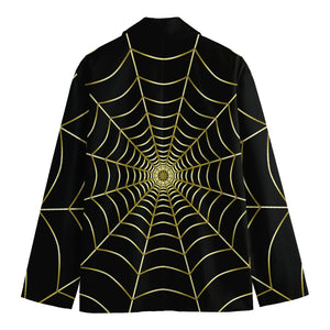 Yellow Cobweb Print Men's Cotton Blazer