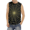 Yellow Cobweb Print Men's Fitness Tank Top