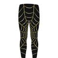 Yellow Cobweb Print Men's Leggings