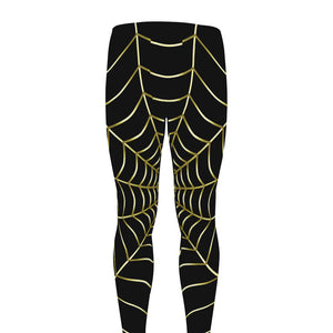 Yellow Cobweb Print Men's leggings