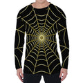 Yellow Cobweb Print Men's Long Sleeve T-Shirt