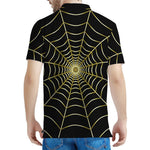 Yellow Cobweb Print Men's Polo Shirt