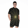 Yellow Cobweb Print Men's Romper