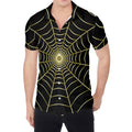 Yellow Cobweb Print Men's Shirt