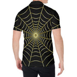 Yellow Cobweb Print Men's Shirt