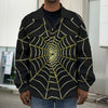 Yellow Cobweb Print Men's Shirt Jacket