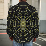 Yellow Cobweb Print Men's Shirt Jacket