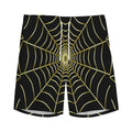 Yellow Cobweb Print Men's Athletic Shorts