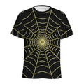 Yellow Cobweb Print Men's Athletic T-Shirt