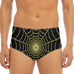 Yellow Cobweb Print Men's Triangle Swim Briefs