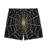 Yellow Cobweb Print Mesh Shorts