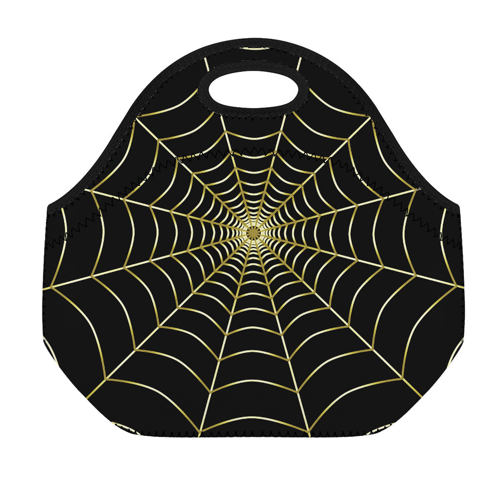 Yellow Cobweb Print Neoprene Lunch Bag