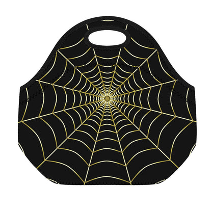 Yellow Cobweb Print Neoprene Lunch Bag