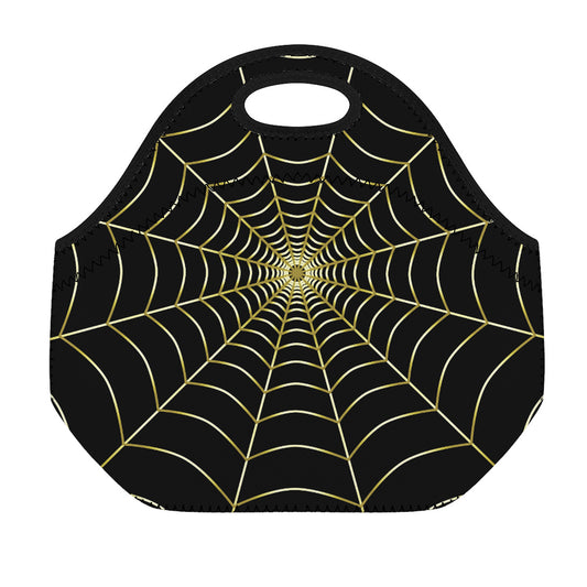 Yellow Cobweb Print Neoprene Lunch Bag
