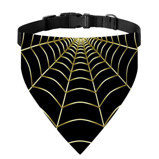 Yellow Cobweb Print Over The Collar Dog Bandana