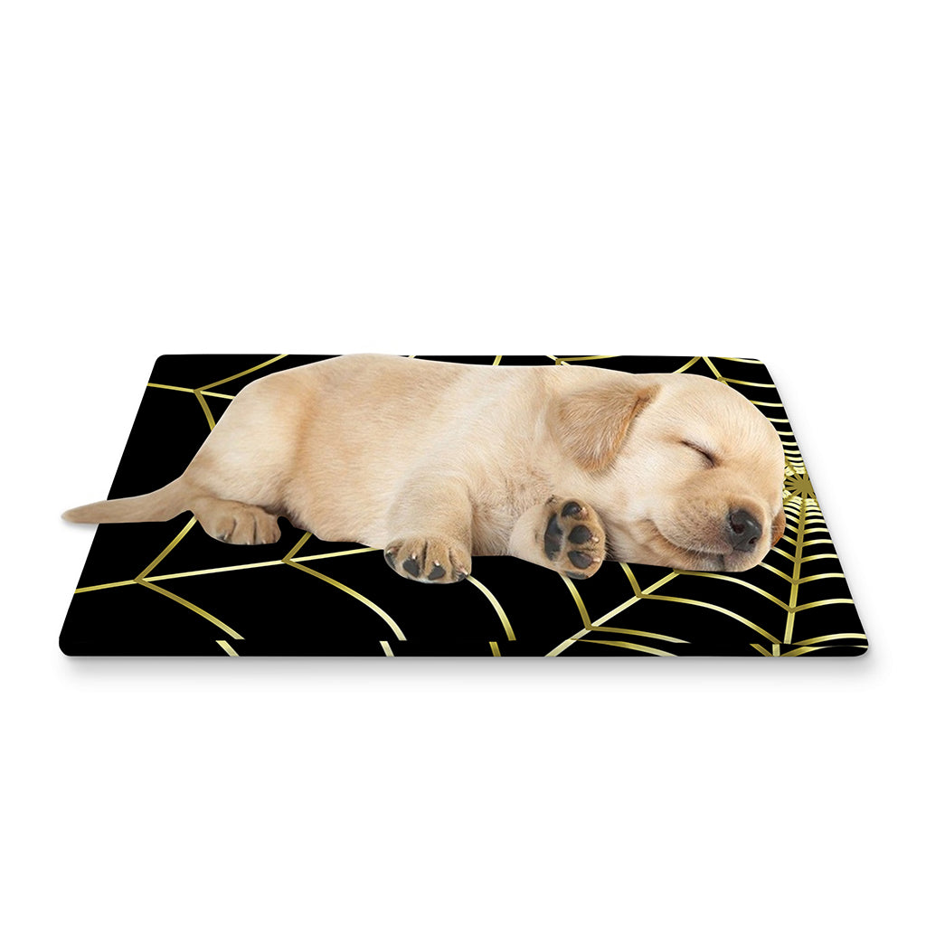 Yellow Cobweb Print Pet Cooling Mat Cover