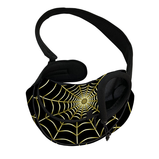 Yellow Cobweb Print Pet Sling Carrier