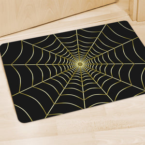 Yellow Cobweb Print Polyester Doormat