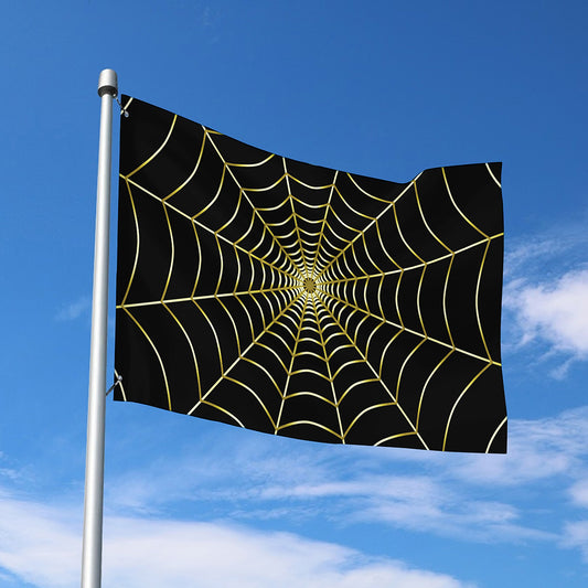 Yellow Cobweb Print Polyester Flag