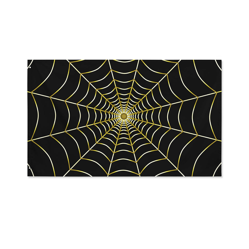 Yellow Cobweb Print Polyester Flag