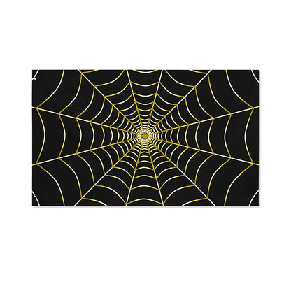 Yellow Cobweb Print Polyester Flag