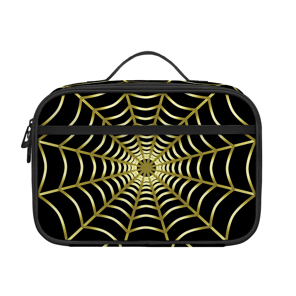 Yellow Cobweb Print Portable Lunch Bag