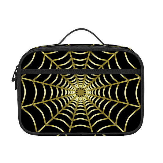 Yellow Cobweb Print Portable Lunch Bag