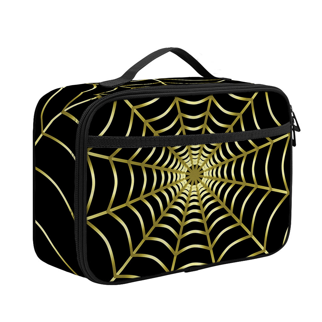 Yellow Cobweb Print Portable Lunch Bag