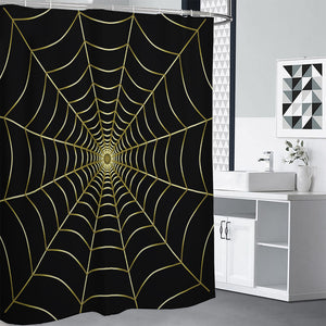 Yellow Cobweb Print Premium Shower Curtain