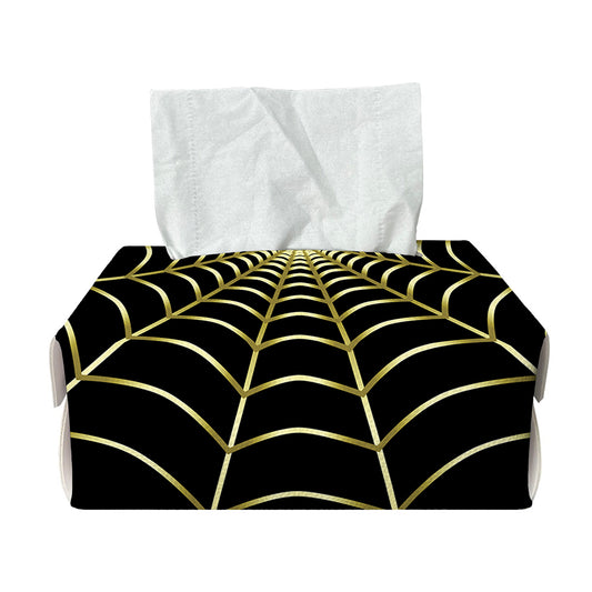 Yellow Cobweb Print Rectangle Tissue Box Cover