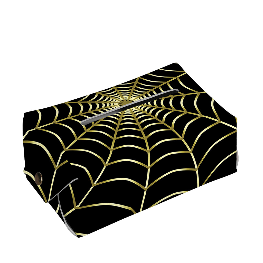 Yellow Cobweb Print Rectangle Tissue Box Cover